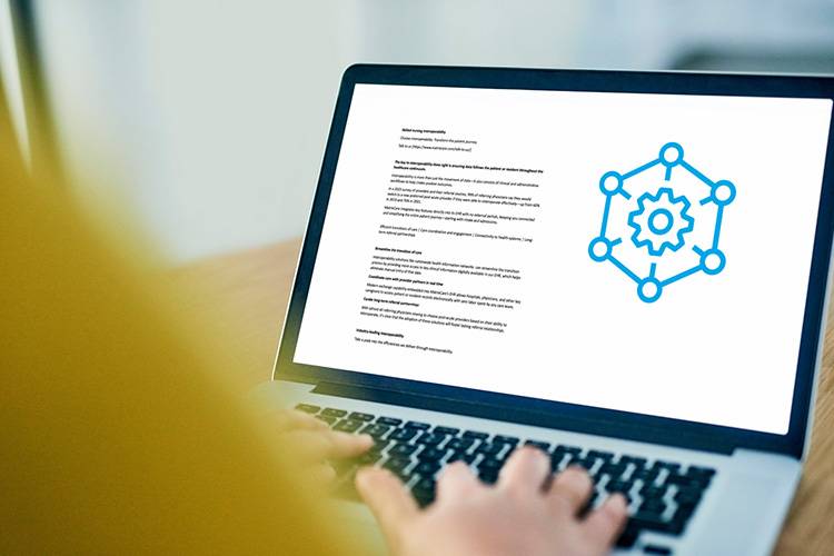 computer monitor showing interoperability graphics and text